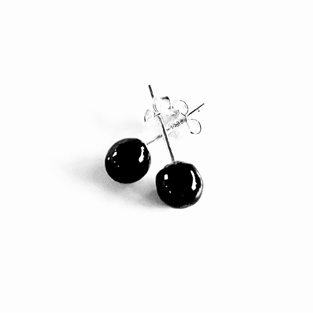 Black coral stud earrings